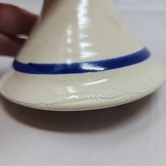 Studio Pottery Goblet Candle Holder Off White Blue Bunny Love Bird Nature Art - Picture 10 of 10